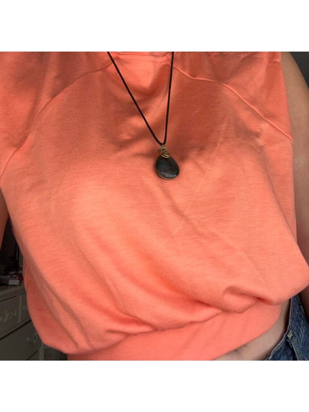 Orange cropped sleeveless top